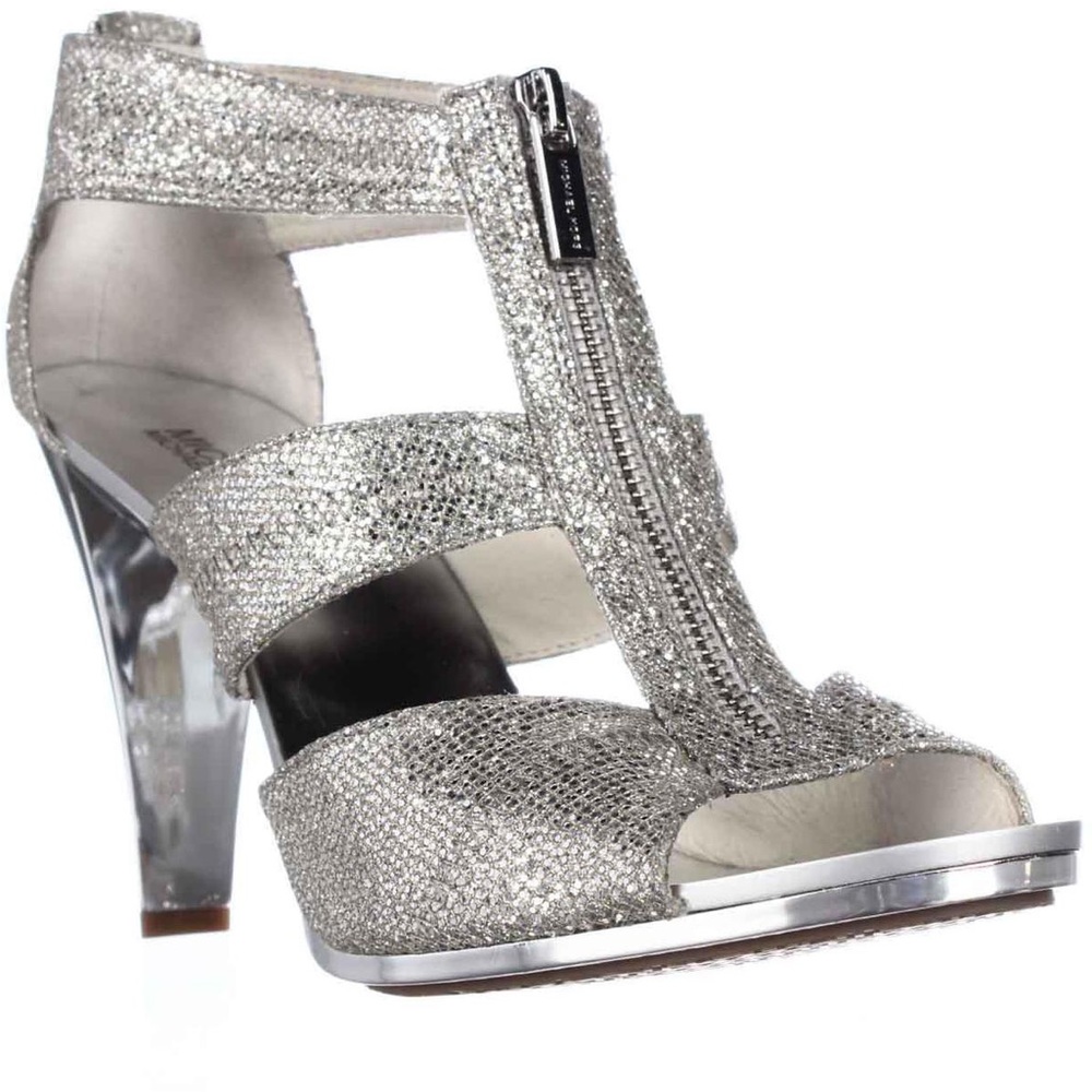 Michael Kors Birkley Silver Zip Up Heals